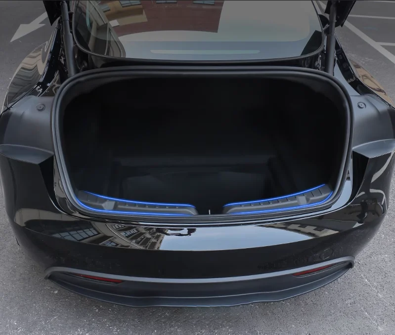 Für Tesla Model 3 Pre-Highland 2017-2023 Hinterer Kofferraum-Einstiegsleistenschutz Gummistreifen Anti-Kratz-Ladeschwellenschutz – Detail 1