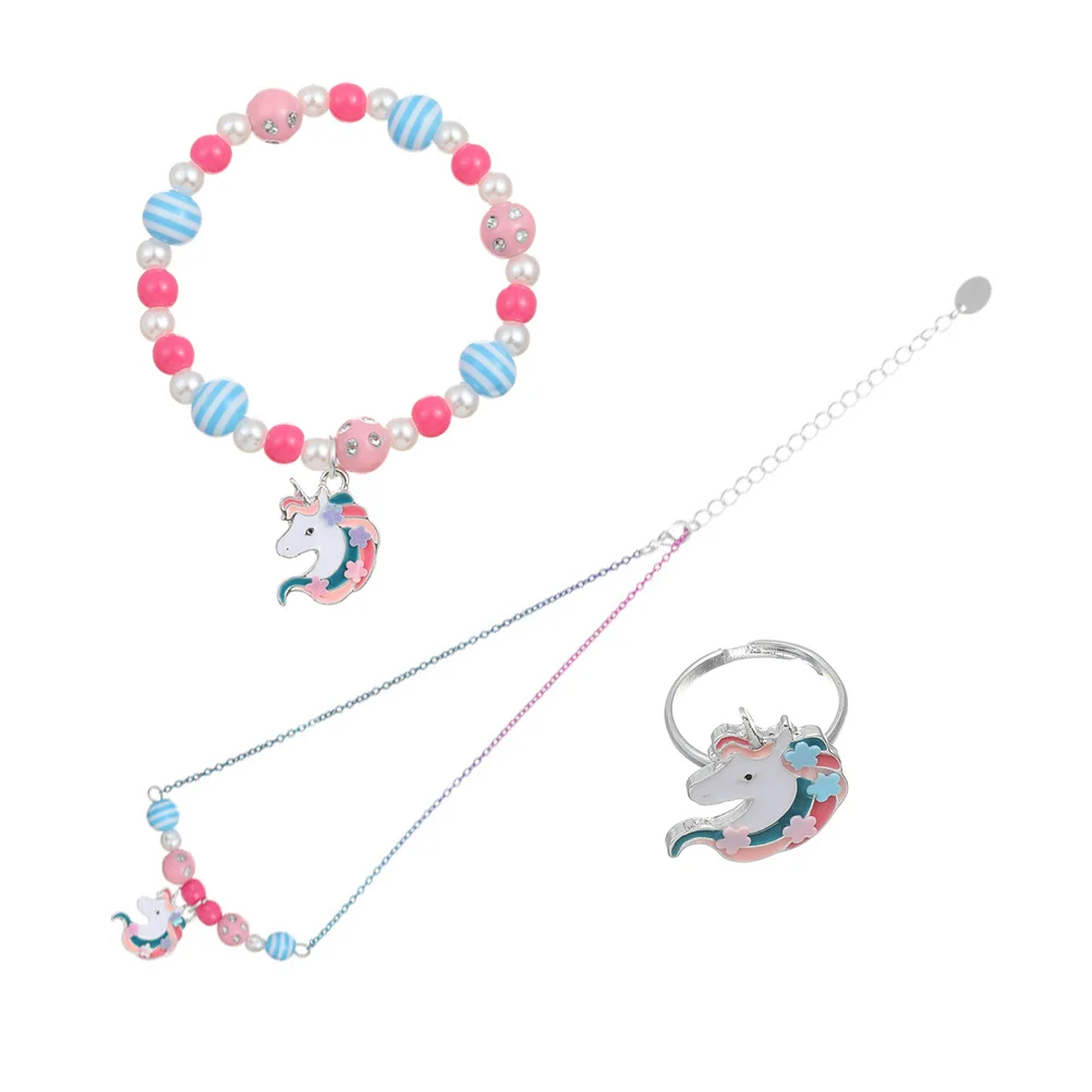 

Kids Necklace Resin Alloy Unicorn Beaded Colorful Neck Chain Kids Bracelet Girls Colorful Bracelet Bangle Jewelry Toy