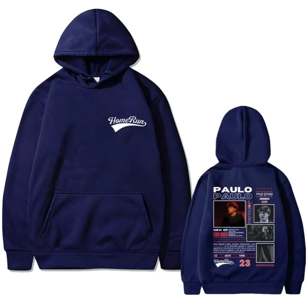 2025 Trend Rapper Paulo Londra Homerun Print Hoodie Men Women Hip Hop Vintage Sweatshirt Fashion Oversized Hoodies Fans Gift