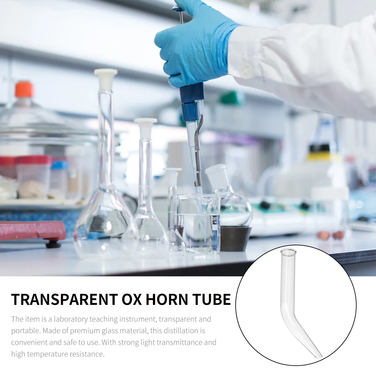 

5 PCS Glass Distillation Tube Ox Horn Chemistry Class Equipment Experiment Lesson Supplies Laboratory Transparent Teaching