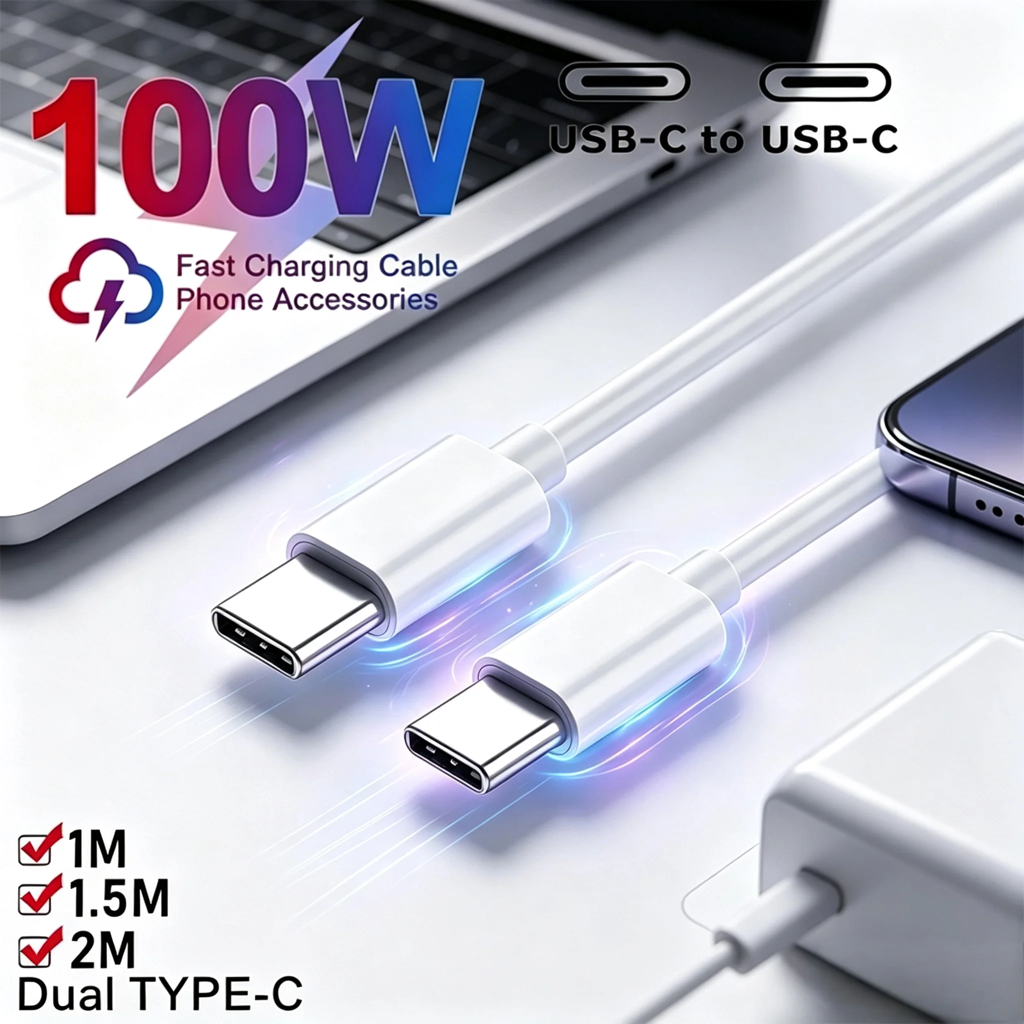 Type C To Type C Cable 100W PD Fast Charging For iPhone 15 17 Pro Max Huawei Mate 60 Xiaomi Samsung USB C to USB C Charger Cable