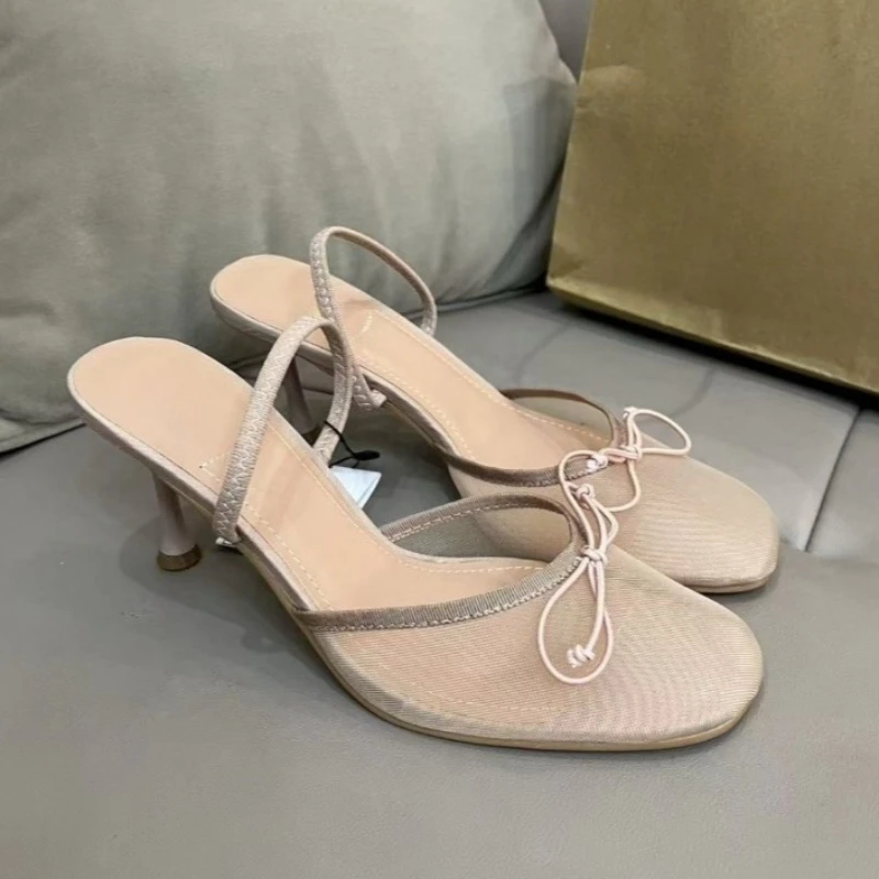 

Новинка 2026, женские туфли-лодочки на высоком каблуке-шпильке с сетчатым бантом, летняя обувь для свадебной вечеринки, удобная элегантная модельная обувь