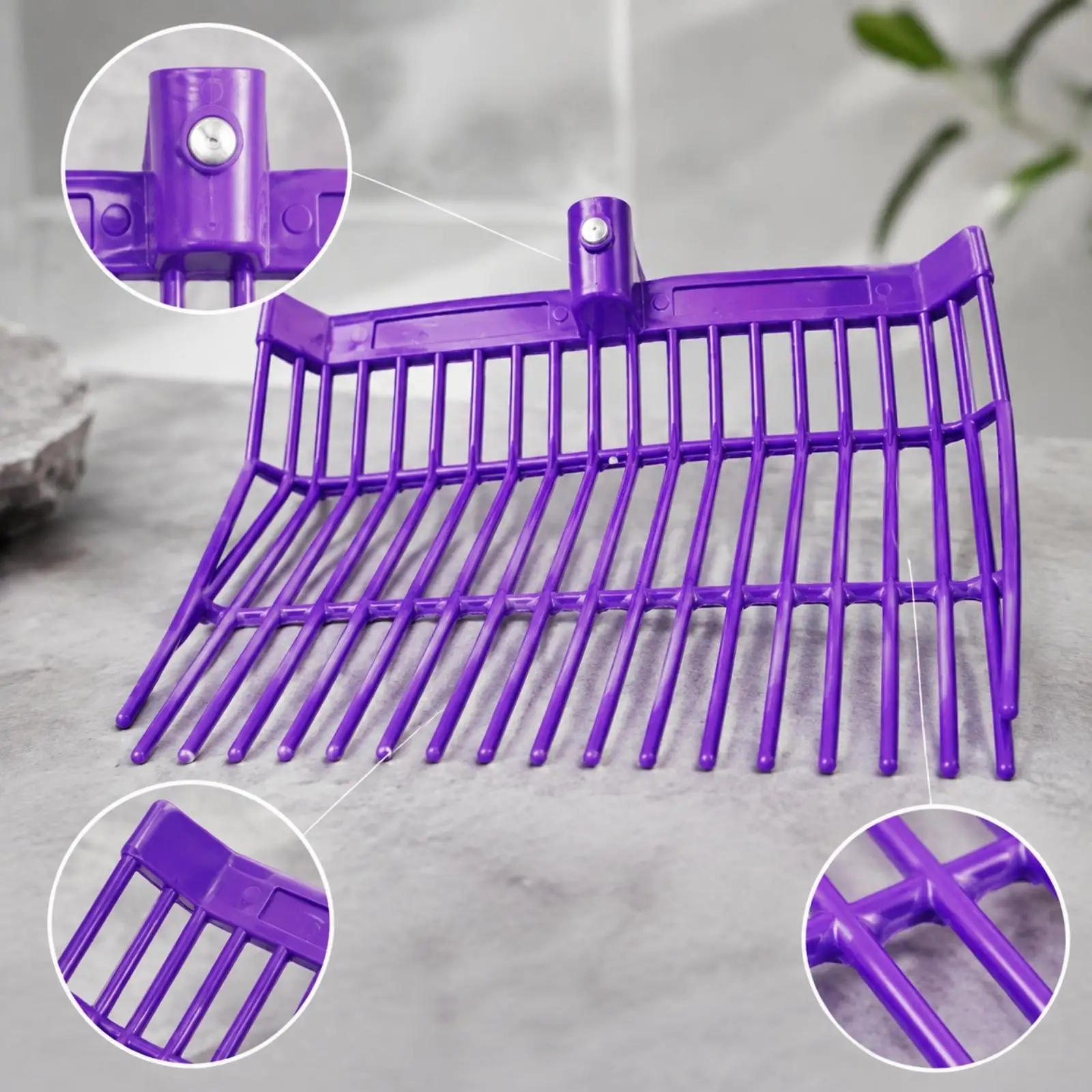 Farm Manure Fork Rake Head ABS Material Wide 18 Tine Design for Horse Stall Hay Straw Sifting