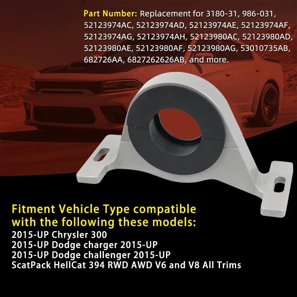 Center Bearing Support Solution Fit For 2015-UP Dodge Charger Challenger/Chrysler 300 986-031 3180-31 52123980AD 53010735AB