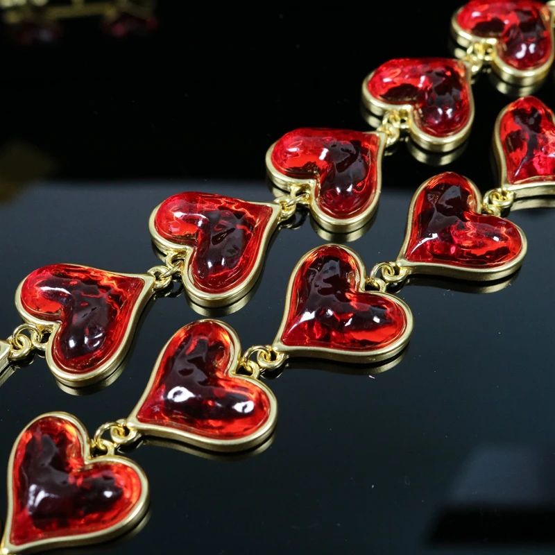 Lovely Heart Earrings Jewelry Red Romantic Gifts Long Pendant For Women\'s Jewelry