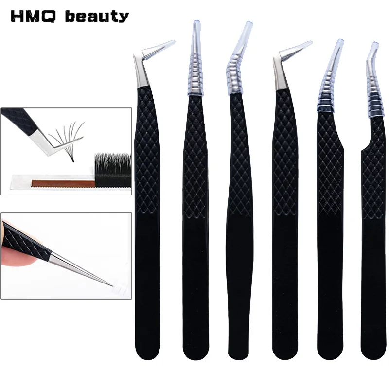 Stainless Steel False Eyelash Tweezers High Precision Eyelash Extension Tweezers Beauty Eyelash Grafting Tools Anti-slip Tweezer