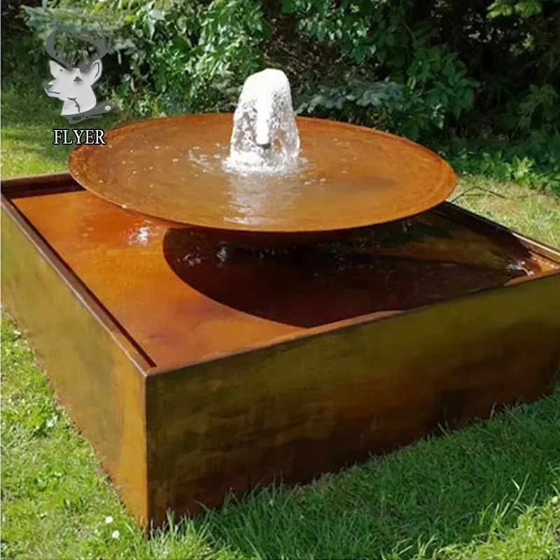 For Outdoor Metal Waterfall Fountain Large Corten Steel Water Feature Fountains for Garden Decoration