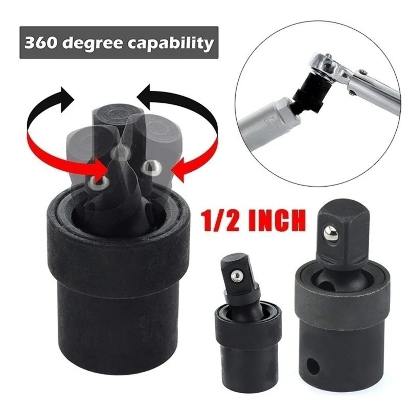 1/3PCS 360 Degree Swivel Knuckle Joint Air Impact Socket Adapter Wobble Retractable for Pneumatic Wrench Tool 1/2 3/8 1/4 Inch