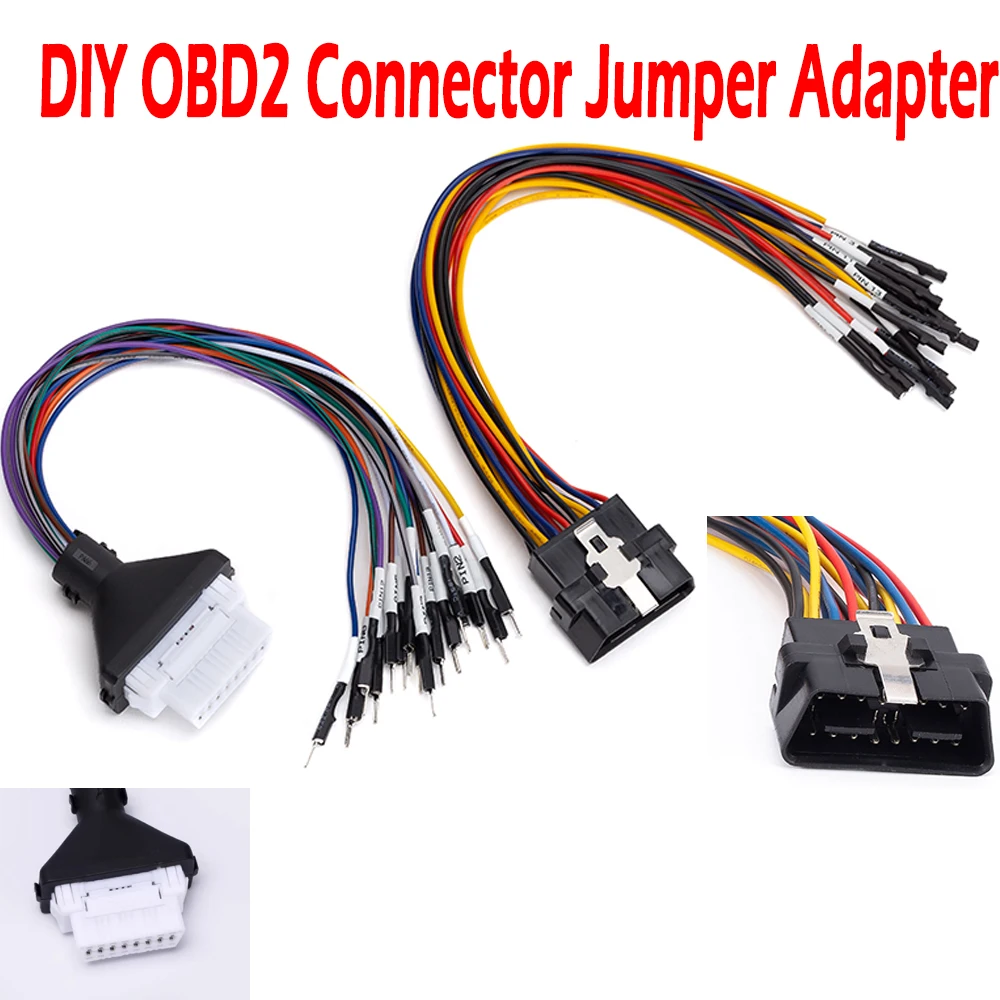 DIY OBD2 Connector Jumper Adapter Female Car OBD2 Male 16Pin Welding Free Terminal Male OBD 4Pin Can Line