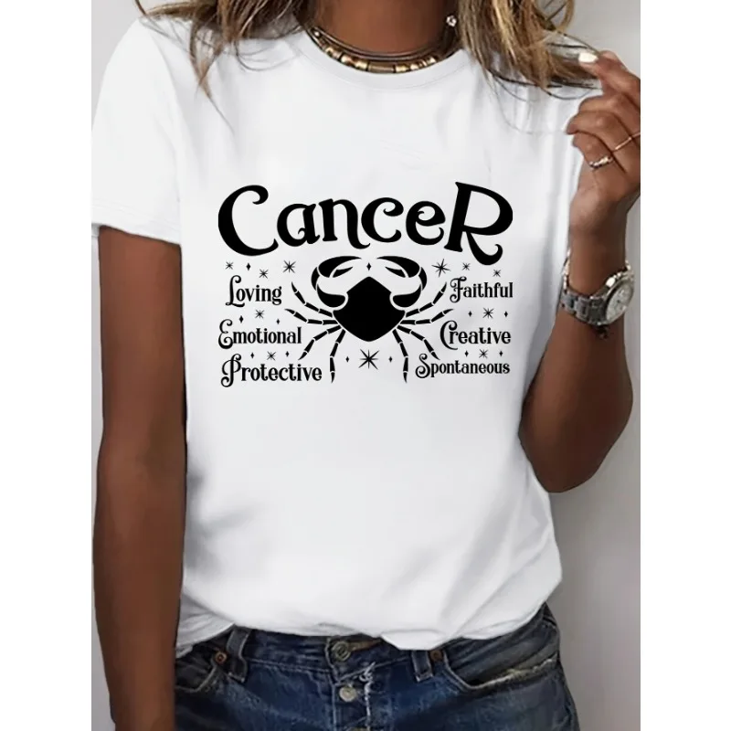 

Women's Constellation T-shirt - Inspirational Printed Casual Round Neck Short Sleeve Spring/Summer Comfortable Casual T-shirt