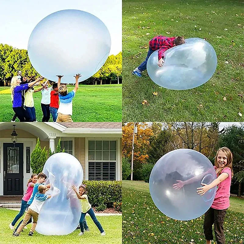 3PCS Big light ball  blowing balloon water injection transparent bubble ball water injection racket ball air blowing round ball