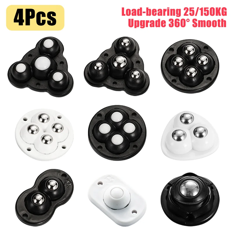 4Pcs/Set Furniture Wheel Self Adhesive Silent Casters Stainless Steel/Nylon Roller 360° Rotating Pulley Cabinet Universal Wheels