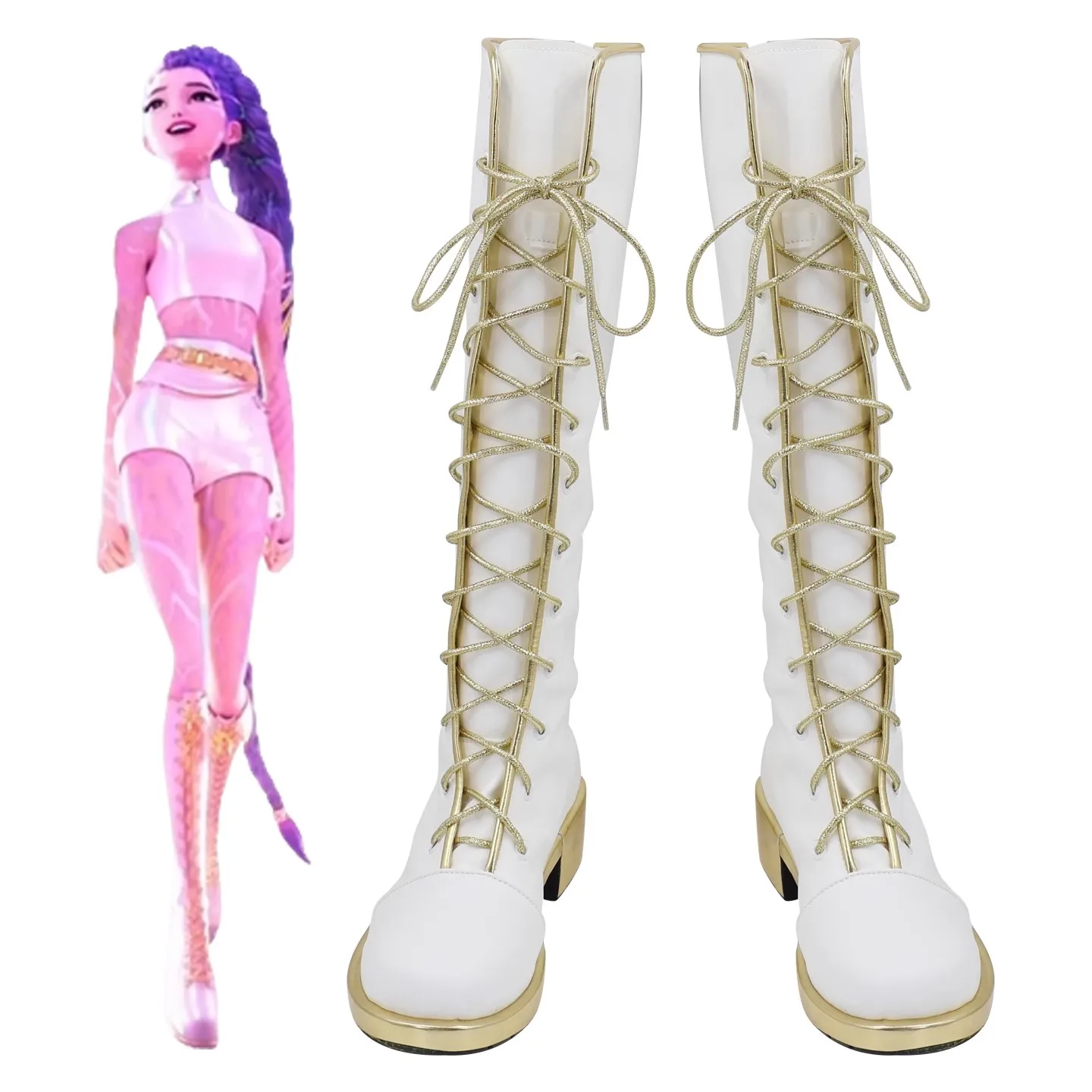 

Anime Kpop Huntrix Rumi Cosplay Shoes White Demon Hunters Boots Halloween Party Costume Prop Accessories