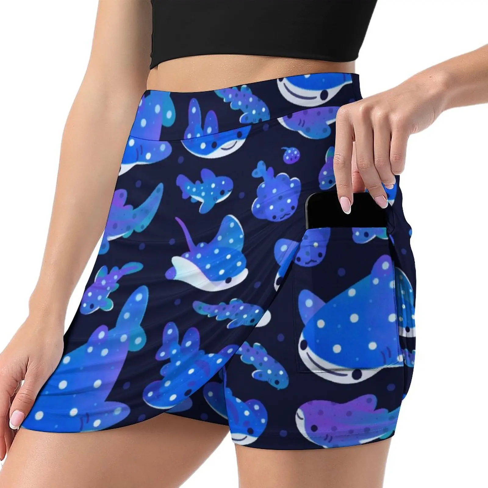 Polka dot shark - dark Mini Skirt women's skirts trend 2025 cute skirt skirt for women Female dress