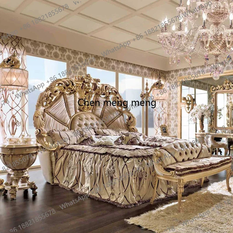 B182 European Luxury Bed Solid Wood Aesthetics Romantic Comfortable Adult Bed High Quality Designer Princess Castle Beliche Furn