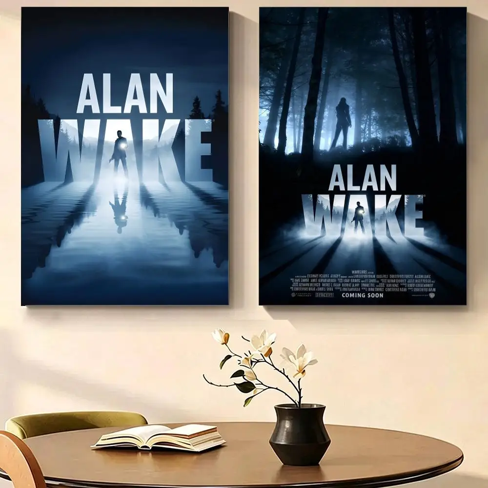 Game Modern Alan Wake Poster Self Adhesive PP Wall , Waterproof Wall Decor Gift for Bedroom, Office and Dorm