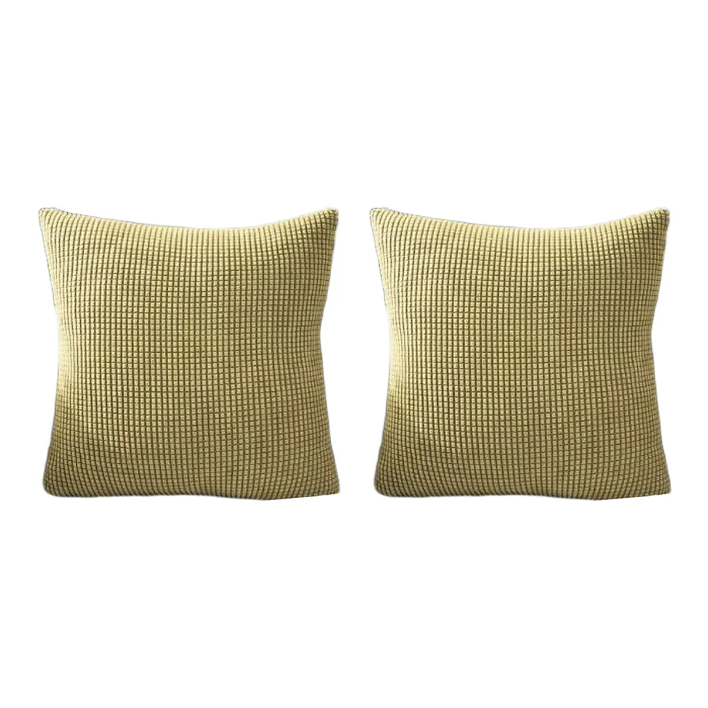 Corn Fleece Pillow Covers Set of 2 for Sofa and Living Room Square Lumbar Cases 45x45 cm Size with Shape Retention