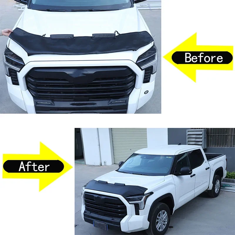 For Toyota Tundra/Sequoia 2022+ Car Hood Sand And Stone Deflector Protection Cover Leather Exterior Modification Accessories