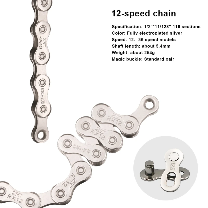 Bicycle Chain 6 7 8 9 10 11 12 Speed Road Mountain Bike Chain High Strength Road MTB Current 6/7/8/9/10/11/12V Bike Current