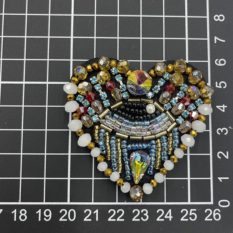 1 Piece Fashion Eyes Heart Shape Rhinestone Beaded Patches for Clothes Sew On Patch Badge Applique Embroidered Patches