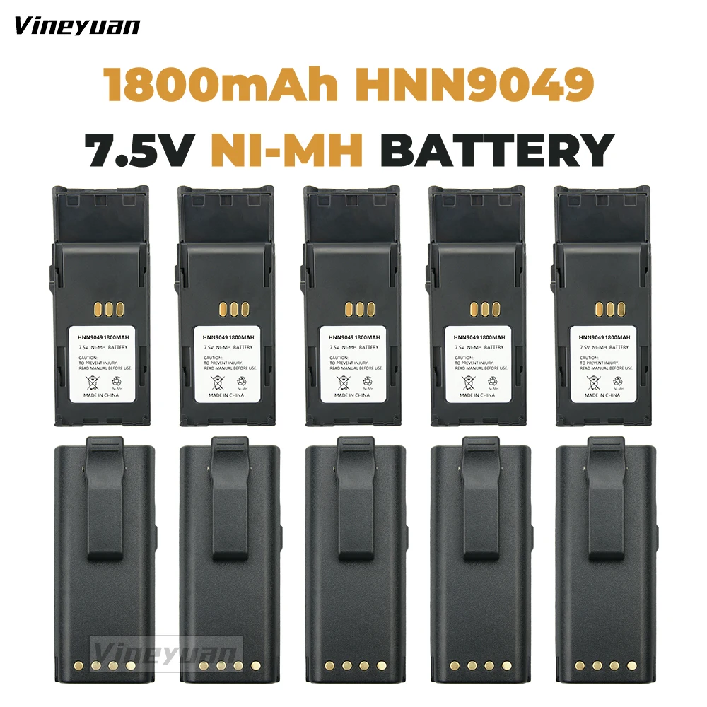 10PCS HNN9049 NI-MH Replacement Battery for Motorola Radius P1225 Radius P1225 LS Radius P50 HNN9049A HNN9050A Two Way Radios