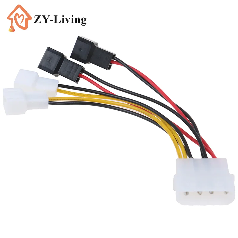 1Pcs 4-Pin Molex To 3-Pin Fan Power Cable Adapter Connector 12v*2/ 5v*2 Computer Cooling Fan Cables For CPU PC Case Fan Cable