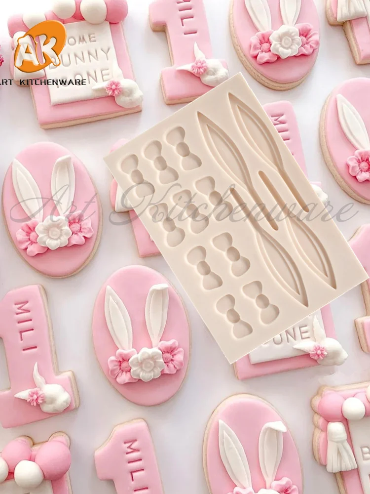 Bunny Ears  Bow Tie Silicone Mold Cake Decorating Fondant Mold Mousse Cake  Decorating Tool  Kitchen Pastry Supplies