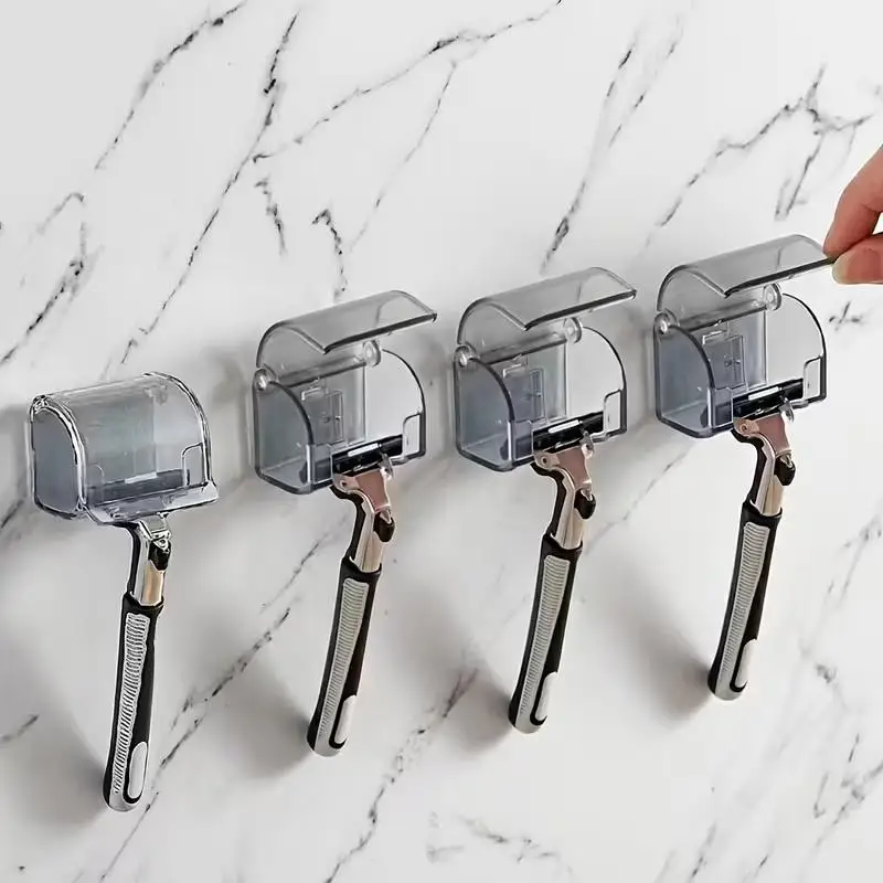 [S]1Pcs Manual Shaver Storage Rack Bathroom Storage And Organization. Drainage Self-adhesive Storage Rack,Travel Packing