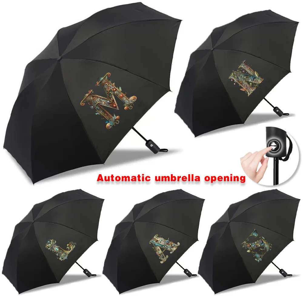 

Foldable Umbrella UV Protection Automatic Umbrellas Sun and Rain High Aesthetic Value Travel Essentials Graphic Letter Printed