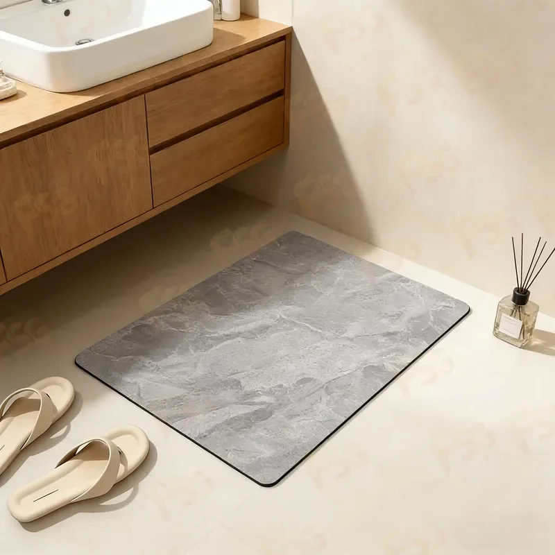 1 Piece Marble Textured Diatom Mud Bathroom Floor Mat Soft Non Slip Quick Drying Bath Rug Home Decor Accessories