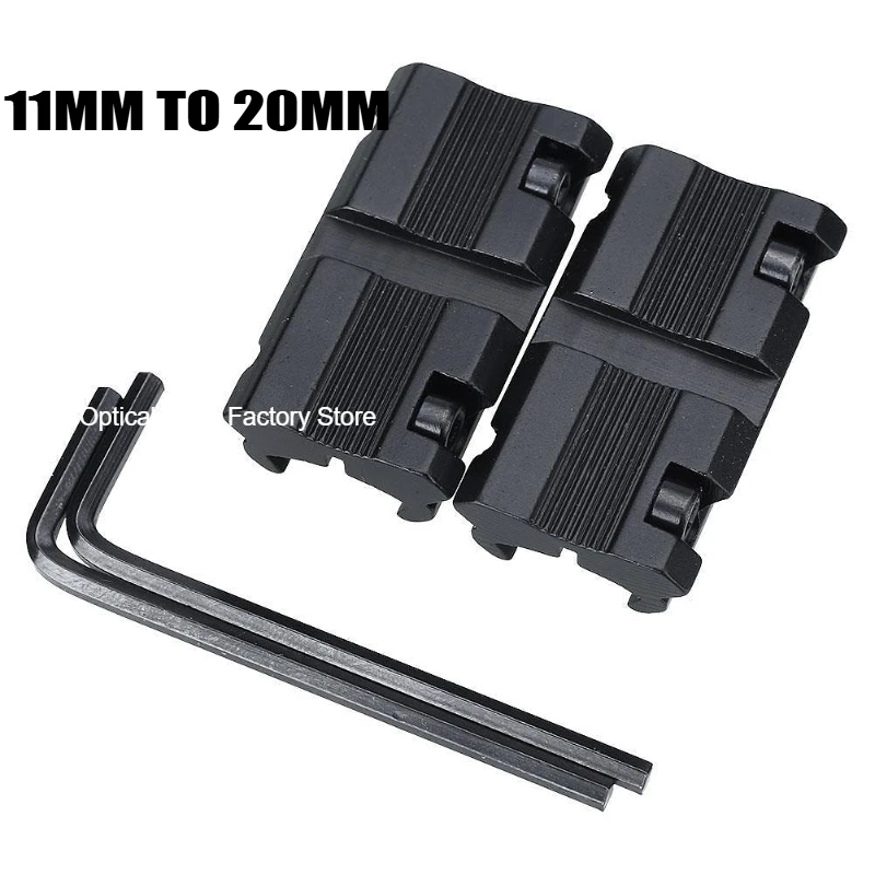 2Pcs Tactical Scope Adapter Mount Base 11mm Dovetail to 20mm Weaver Picatinny Rail Mount Hunting Rifle Ring Converter