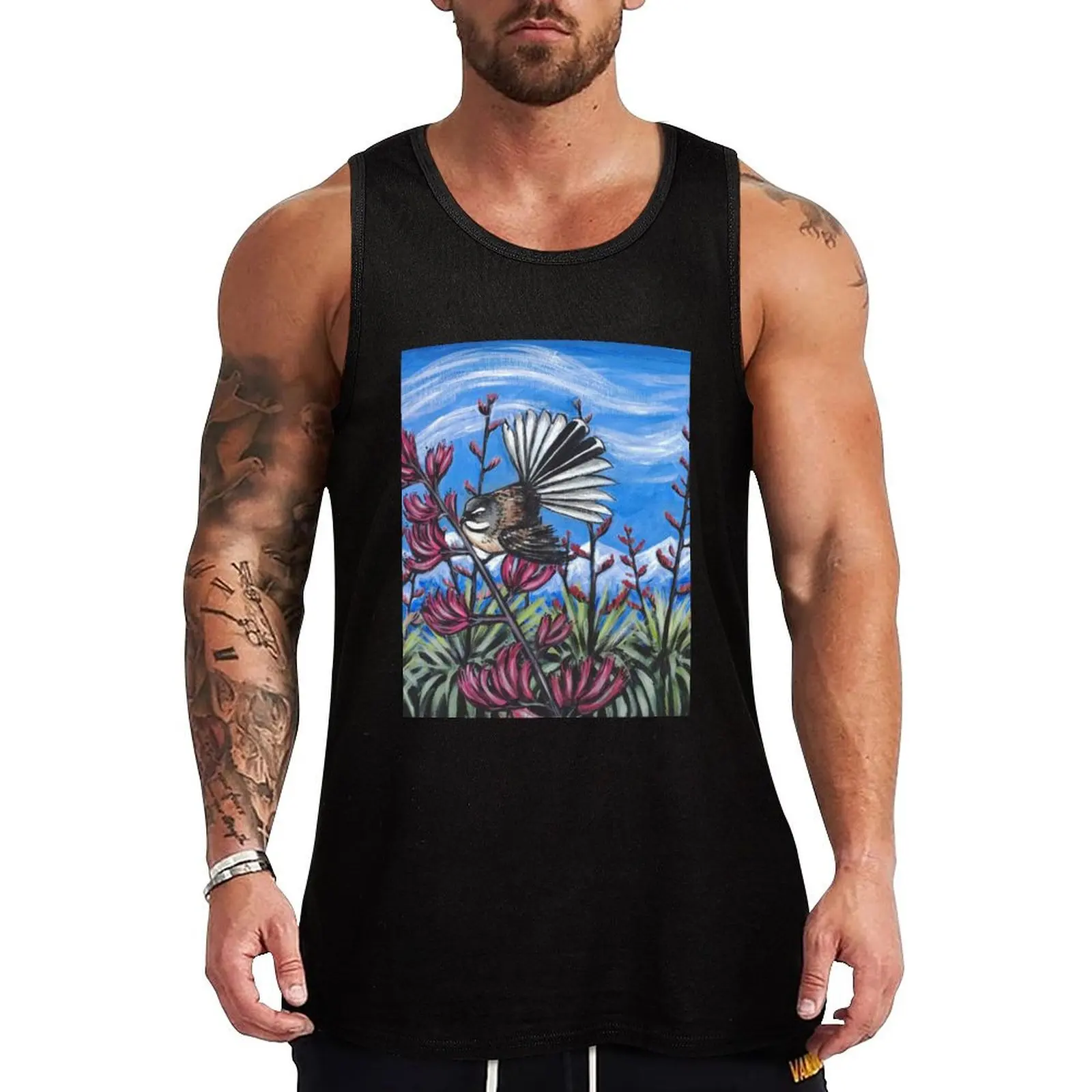 

Piwakawaka Fantail by Ira Tank Top Basic Cotton Blend Tank Top Casual Sleeveless Shirt