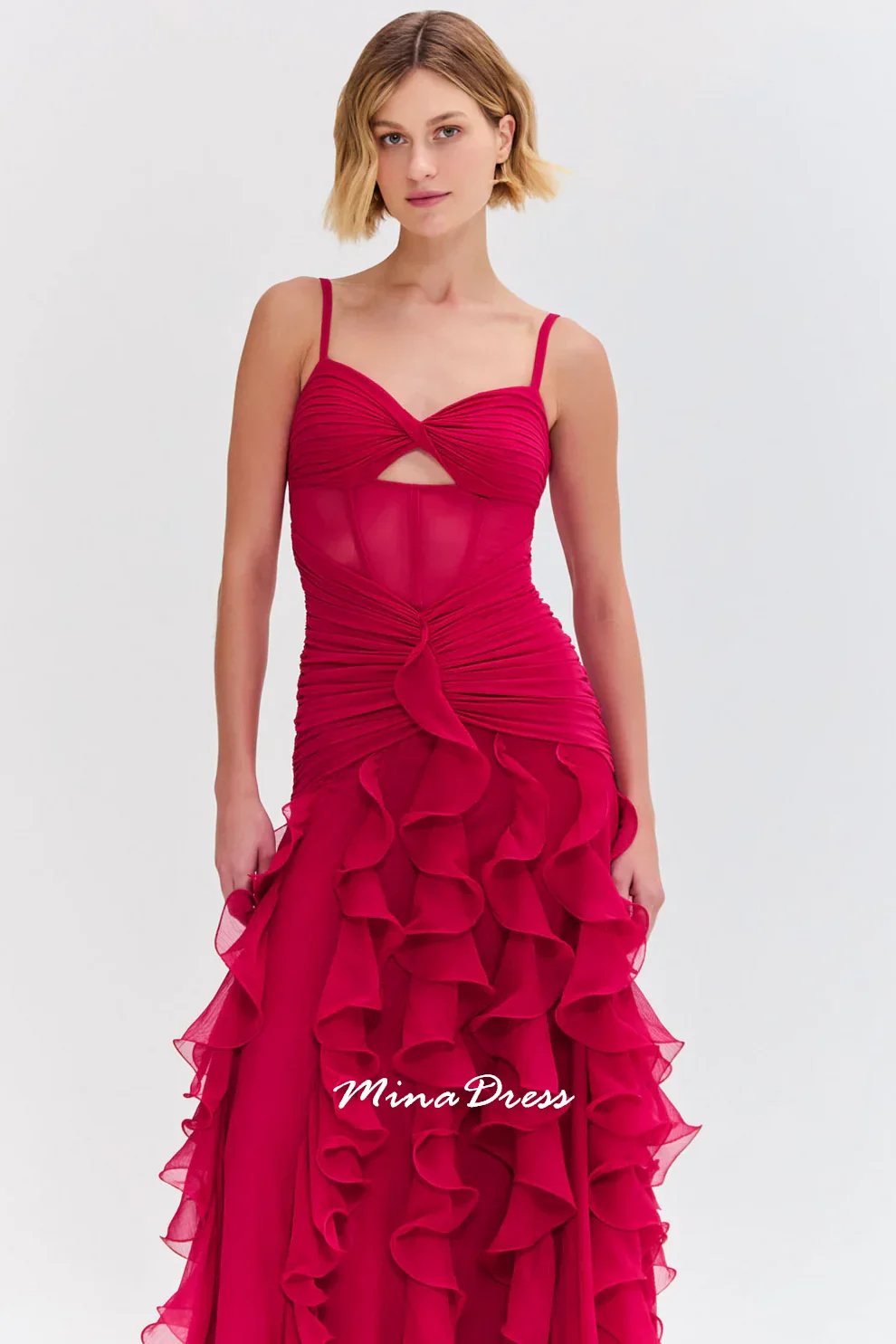 

Mina Customized Evening Dress Luxury Elegant Formal Women's Dresses for Special Occasions Wrinkles Chiffon Slim Shoulder Straps