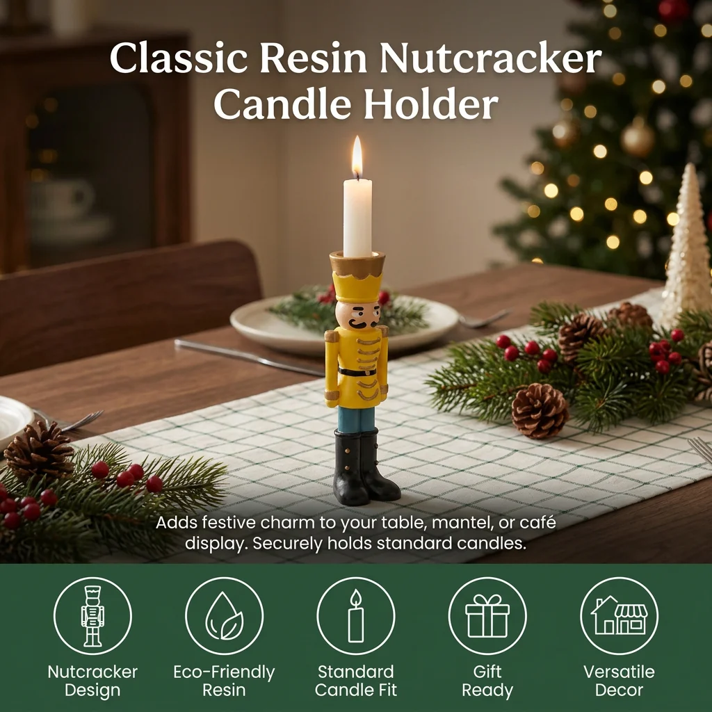 Nutcracker Candle Stand Decorative Resin Candelabra for Christmas Table Centerpiece Holiday Party Home Dining Room Decor
