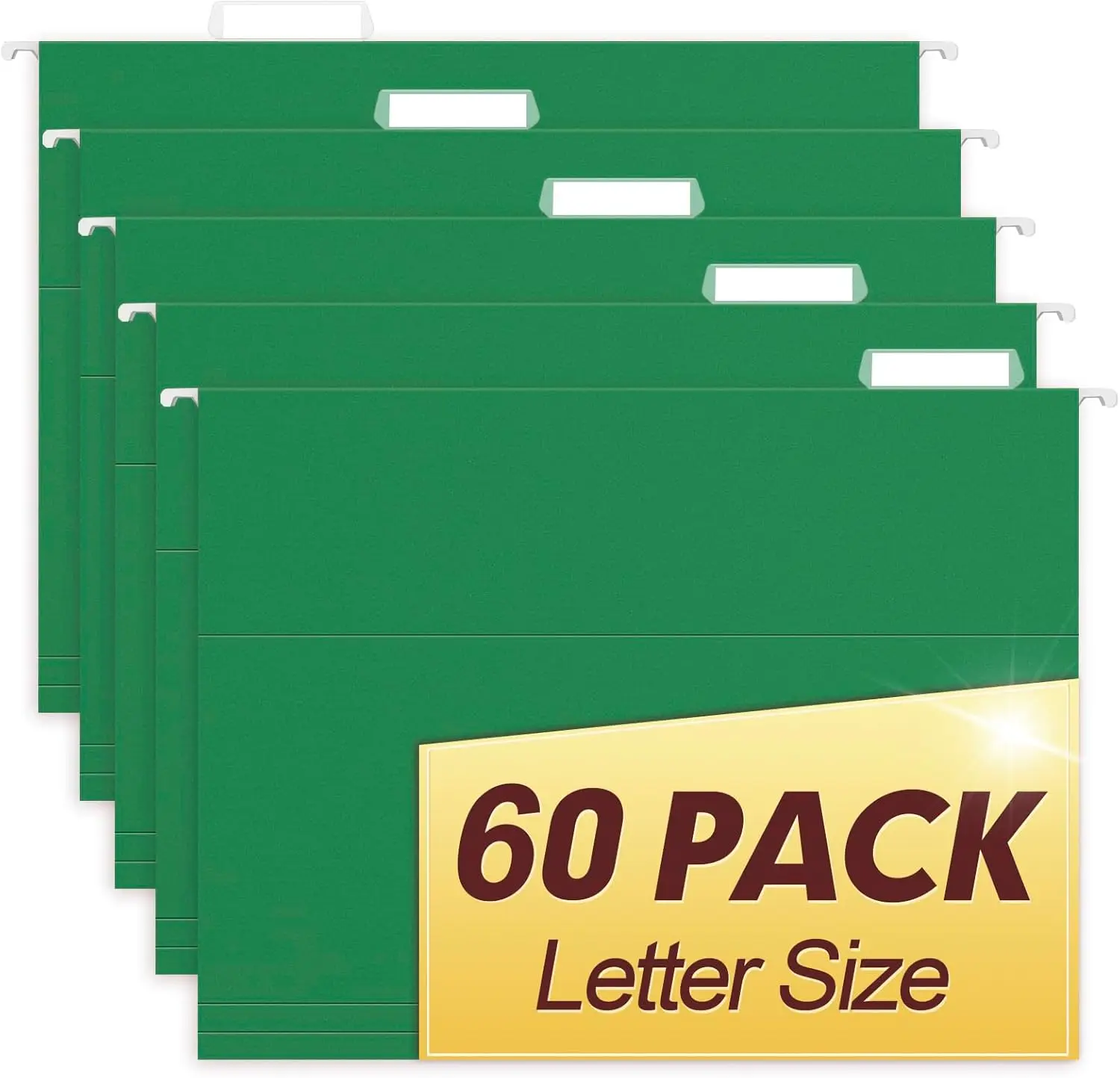 

60 Pack Hanging File Folders, Letter Size with Reinforced Edges & Adjustable Tabs for Office Filing Cabinet Organization