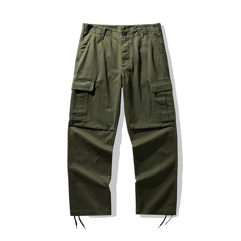 Drawstring Leg Heavyweight American Casual Pants Tiger Pattern Camo M-65 Men Multi Pockets Camouflage Workwear Straight Trousers