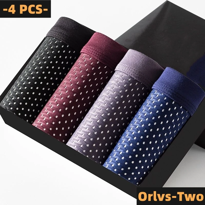 4 unids/lote de bragas para hombre, calzoncillos de seda helada, pantalones cortos transpirables de verano para hombre, Boxers, ropa interior para hombre con agujero de bambú, talla grande 2XL-6XL