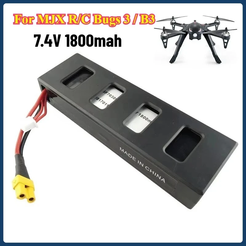 

2025 New 7.4V 1800mah Battery for MJX R/C Bugs 3 / B3 Li-po Battery for MJX B3 RC Quadcopter Drone Spare Parts Accessories 1pcs