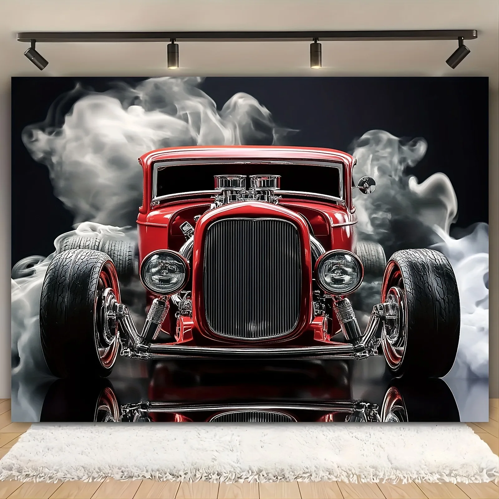 Retro Hot Rod Power Tapestry: Vintage Automotive ThrillWall decoration background cloth, bedroom room home decoration