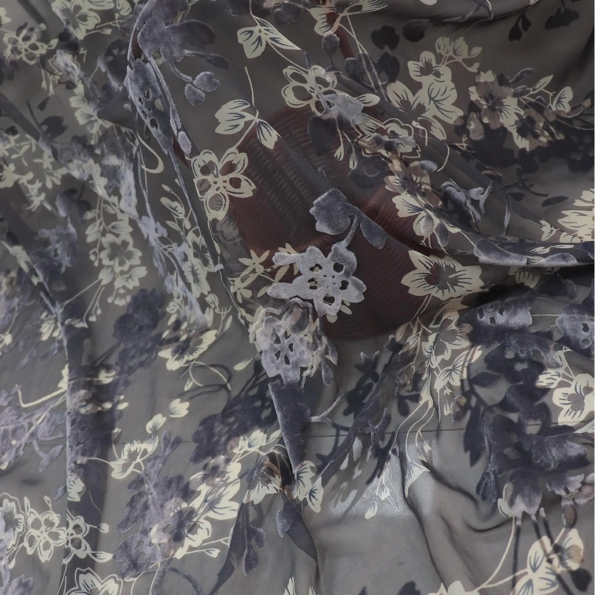 

6339 Woven Brocade Sticky Velvet Printed Burnt out Burnt Velvet Fabric Nightdress Dress Cheongsam Cloth