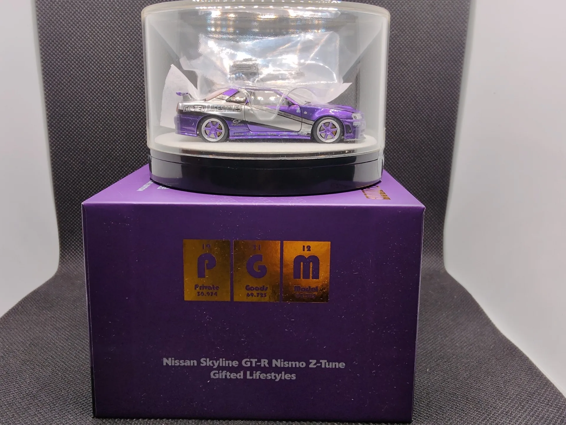 PGM 1:64 GTR R34 Z-tune 2025 HEC Candy Purple Simulation Limited Edition All Open Alloy Metal Static Car Model Toy Gift