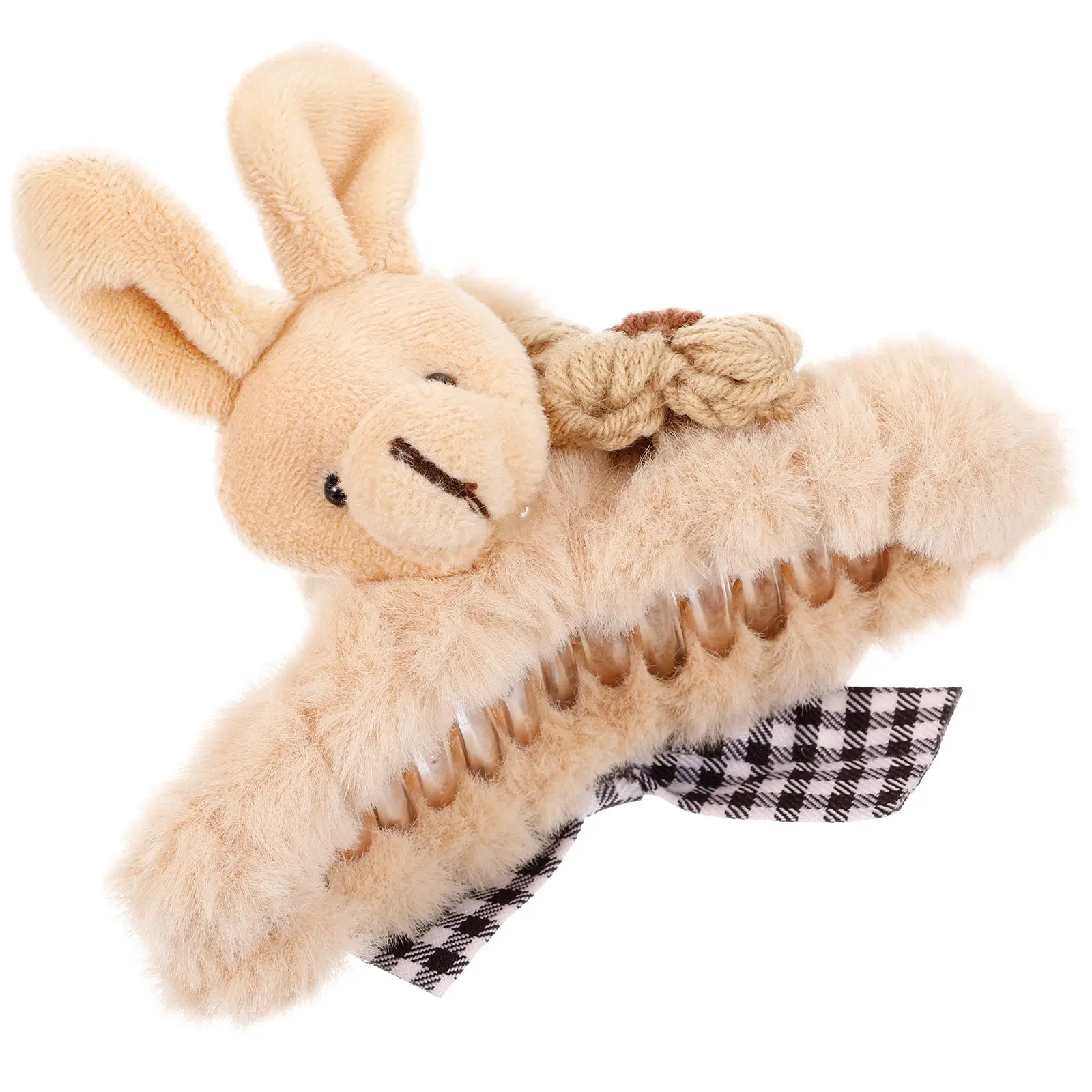 Women Hair Claw Clip Brown Rabbit Design Soft Lightweight Jaw Clip for Daily Use Washing Makeup Cleaning Showering Exercise Hair