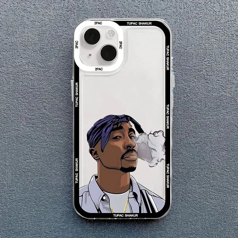 Rapper 2pac Singer Tupac Phone Case for Iphone 11 12 Mini 13 15 Pro Max 14 16 Plus X XS XR Soft Shockproof Back Cover Funda