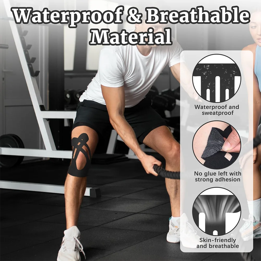 10pcs Kinesiology Tape for Knees, Knee Support & Stability, Knee Pain Relief Athletic Tape - Waterproof & Elastic, Breathable view 2