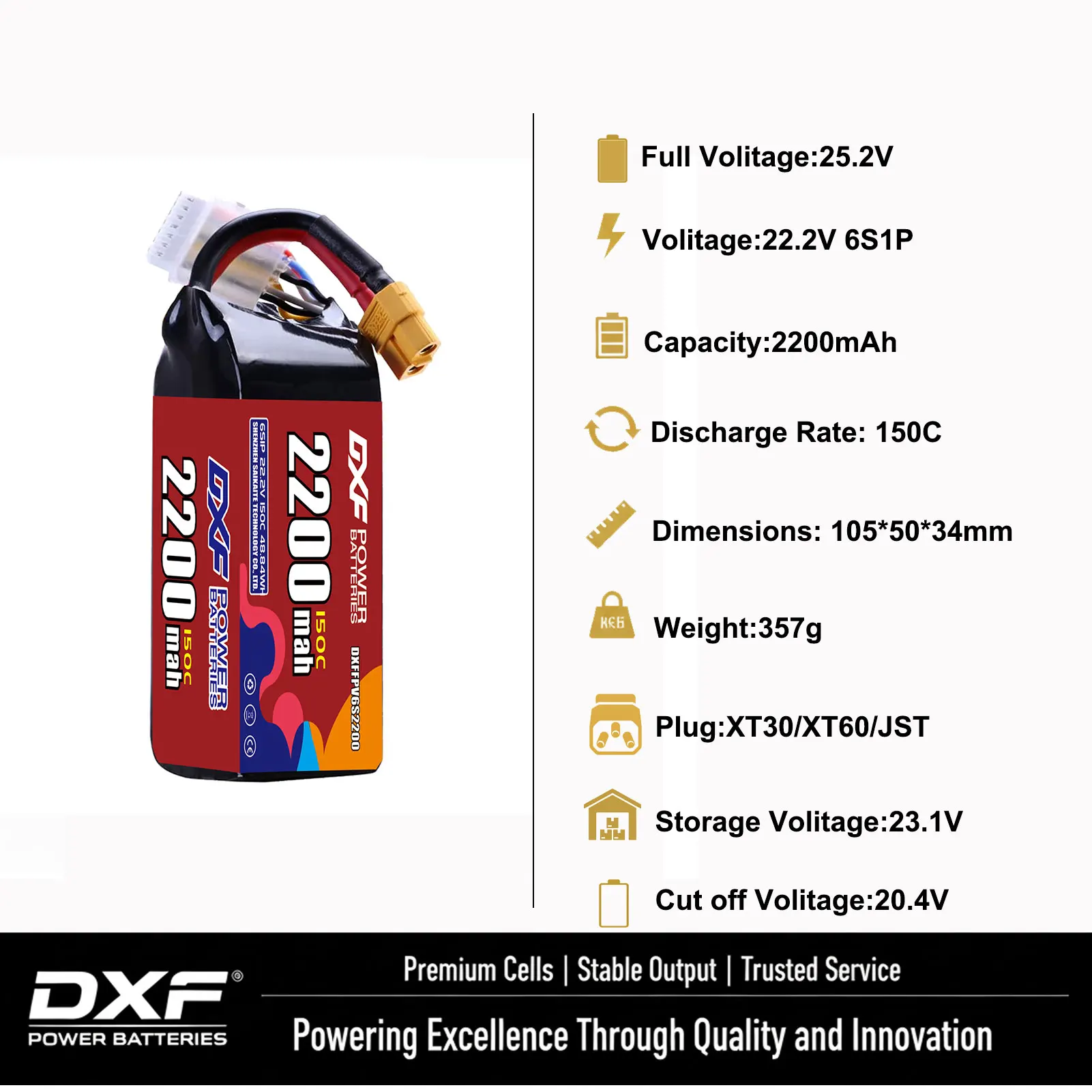 DXF Lipo batterie 2S 3S 4S 6S 10000mAh 9200mAh 6500mAh 7000mAh 350mAh 380mAh 550mAh 1550mAh 2200mAh pour voiture FPV quadrirotor Drone