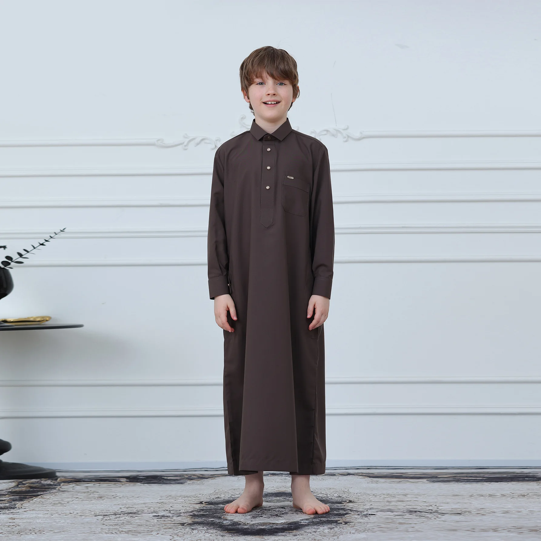 Muslim Kids Boys Jubba Thobe Saudi Robe - alternate angle