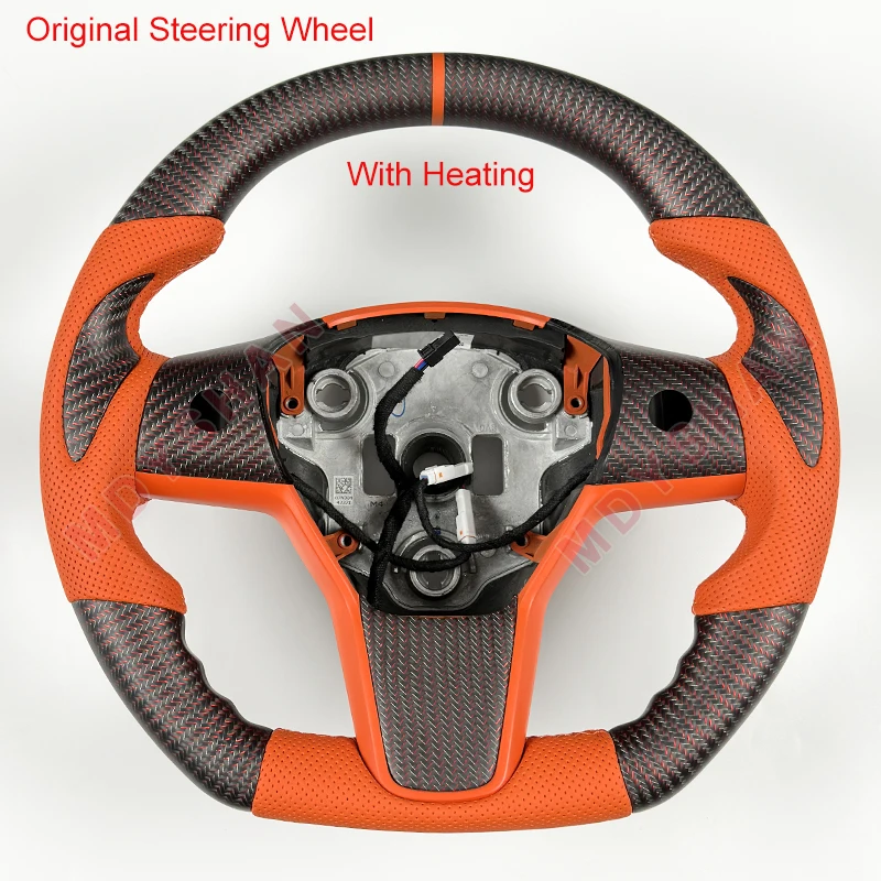 Glossy Carbon Fiber Steering Wheel for Tesla Model 3 Model Y 2016 2017 2018 2019 2020 2021 2022 2023 2024 Custom Style Wheel