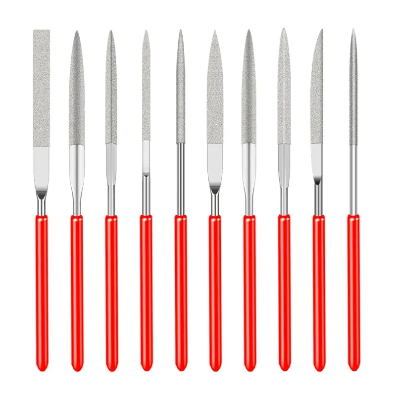 10Pcs Diamond Needle File Set 3x140mm Mini Needle File Kit For Stone Glass Metal Carving Craft Hand Tools Needle File Set