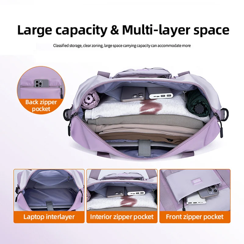 Nylon Waterproof Sports Gym Tote Bags for Women Large Capacity Luggage Storage Handbag Carry On Travel Pack Female Crossbody Bag