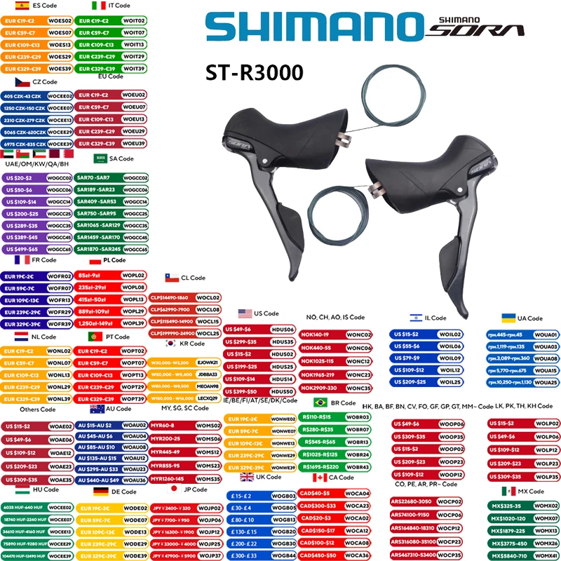 SHIMANO SORA R3000 2x9 R3030 3X9 Speed Shifter Dual Control Lever Road Bike Bicycle For Front Derailleur Rear Derailleur
